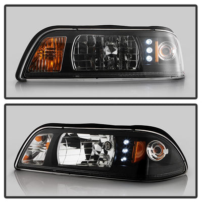 Black Crystal Headlights <br>87-93 Ford Mustang