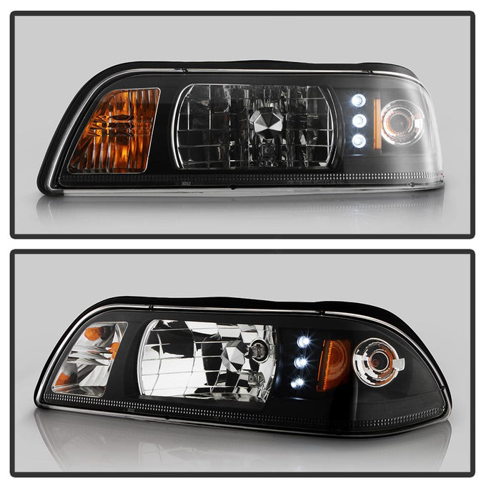 Black Crystal Headlights <br>87-93 Ford Mustang