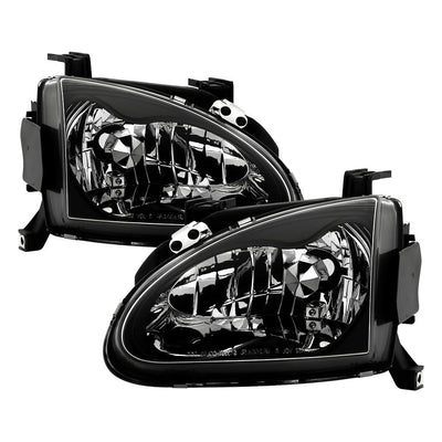 Black Crystal Headlights <br>93-97 Honda Civic del Sol