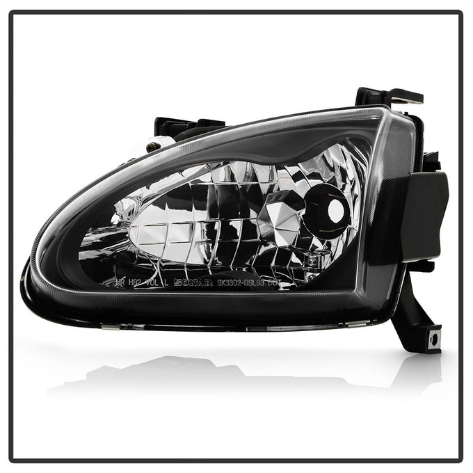 Black Crystal Headlights <br>93-97 Honda Civic del Sol