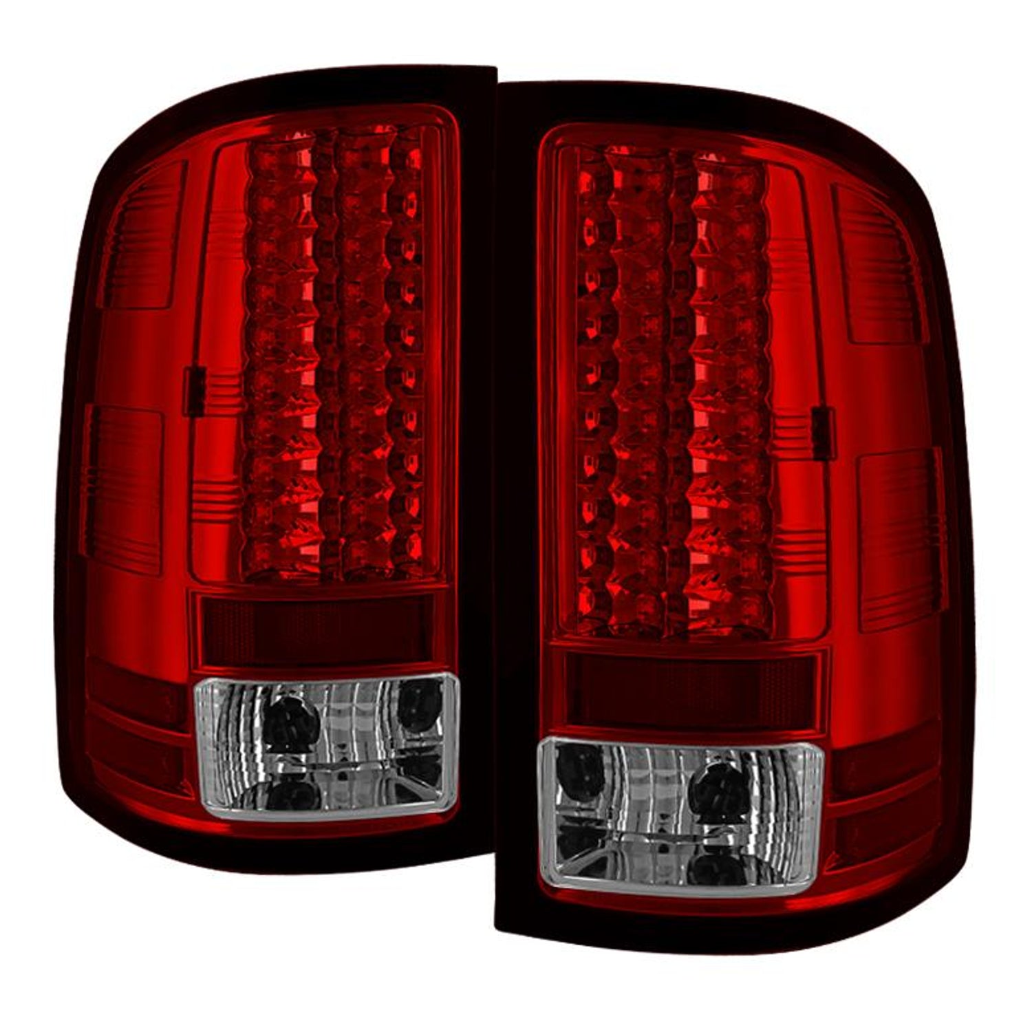 Red Clear LED Tail Lights <br>07-13 GMC Sierra 1500 07-14 GMC Sierra 2500 HD Sierra 3500 HD