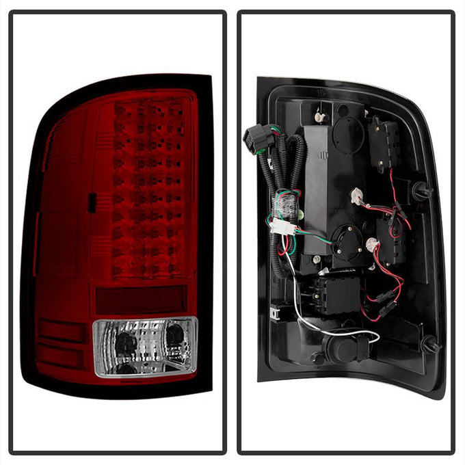 Red Clear LED Tail Lights <br>07-13 GMC Sierra 1500 07-14 GMC Sierra 2500 HD Sierra 3500 HD