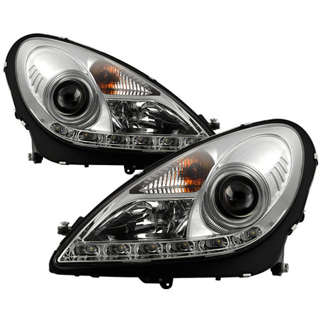DRL Chrome Projector Headlights <br>05-10 Mercedes-Benz SLK350 SLK55 AMG SLK200