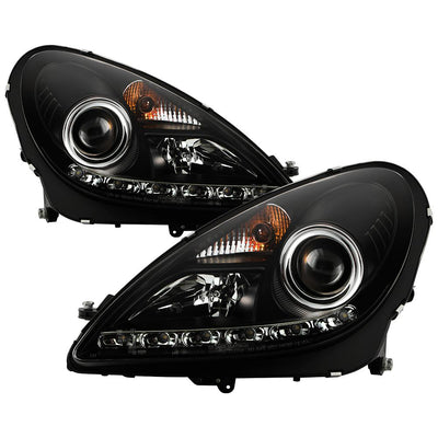 DRL Black Projector Headlights <br>05-10 Mercedes-Benz SLK350 SLK55 AMG SLK200