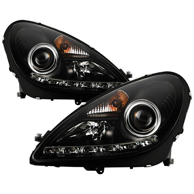 DRL Black Projector Headlights <br>05-10 Mercedes-Benz SLK350 SLK55 AMG SLK200