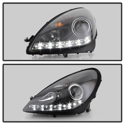 DRL Black Projector Headlights <br>05-10 Mercedes-Benz SLK350 SLK55 AMG SLK200