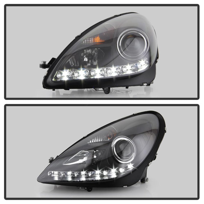 DRL Black Projector Headlights <br>05-10 Mercedes-Benz SLK350 SLK55 AMG SLK200