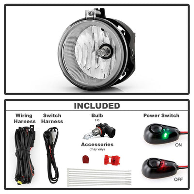 Clear OEM Fog Lights w/Switch <br>04-08 Chrysler Pacifica 05-07 Dodge Caravan 06-10 Charger