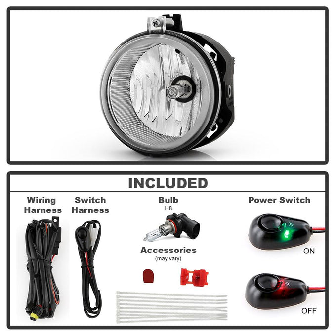 Clear OEM Fog Lights w/Switch <br>04-08 Chrysler Pacifica 05-07 Dodge Caravan 06-10 Charger