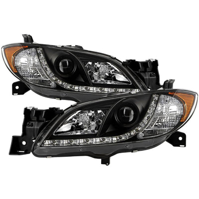 DRL Black Projector Headlights <br>04-08 Mazda 3