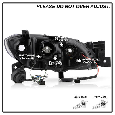 DRL Black Projector Headlights <br>04-08 Mazda 3