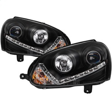 DRL Black Projector Headlights <br>06-09 Volkswagen Jetta Rabbit GTI