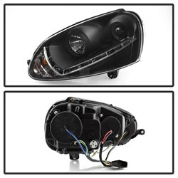 DRL Black Projector Headlights <br>06-09 Volkswagen Jetta Rabbit GTI