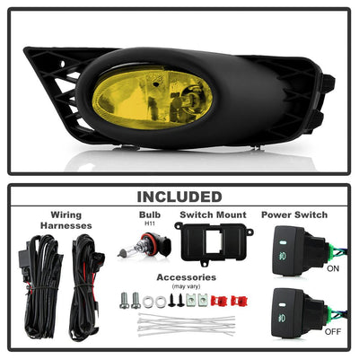 Yellow OEM Fog Lights W/Switch <br>09-11 Honda Civic