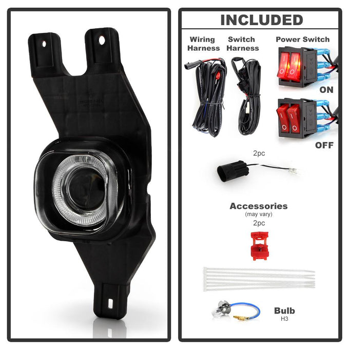 Smoke Halo Projector Fog Lights w/Switch <br>99-04 Ford F-250, F-350 Super Duty, 00-05 Excursion