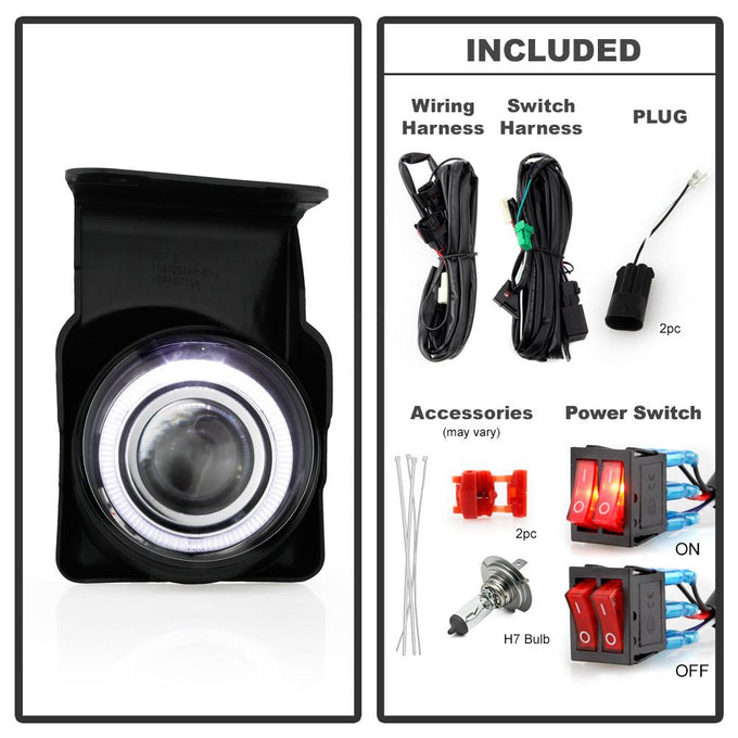 Clear Halo Projector Fog Lights w/Switch <br>03-06 GMC Sierra 1500, 2500 HD, 3500