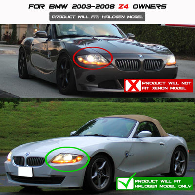 LED Halo Chrome Projector Headlights <br>03-08 BMW Z4