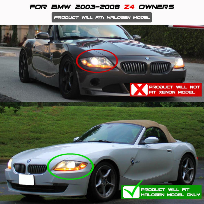 LED Halo Chrome Projector Headlights <br>03-08 BMW Z4