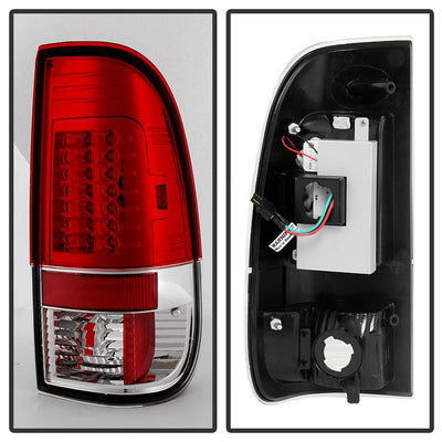 Version 2 Red Clear LED Tail Lights <br>97-03 Ford F150, 99-07 F250-550 Super Duty 04 Ford F-150 Heritage