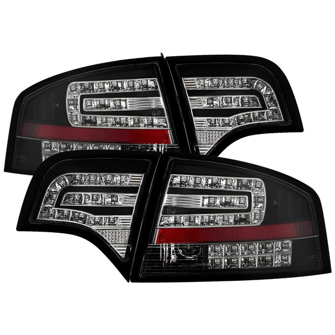 Black LED Tail Lights <br>06-08 Audi A4 A4 Quattro