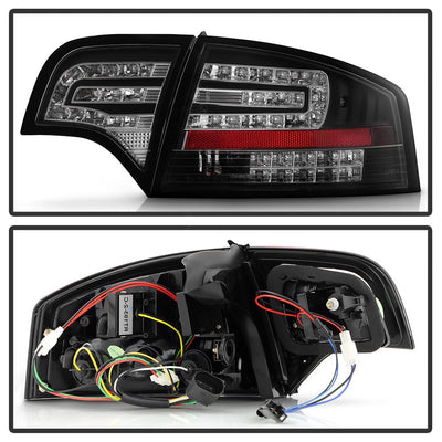Black LED Tail Lights <br>06-08 Audi A4 A4 Quattro