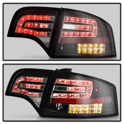 Black LED Tail Lights <br>06-08 Audi A4 A4 Quattro