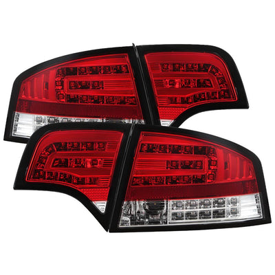 Red Clear LED Tail Lights <br>06-08 Audi A4 A4 Quattro