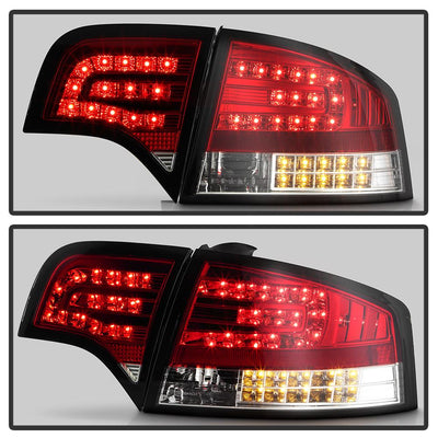 Red Clear LED Tail Lights <br>06-08 Audi A4 A4 Quattro