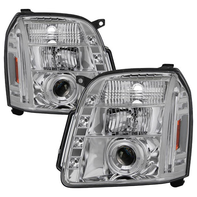 LED Halo Chrome Projector Headlights <br>07-14 GMC Yukon XL 1500 Yukon 07-13 GMC Yukon XL 2500