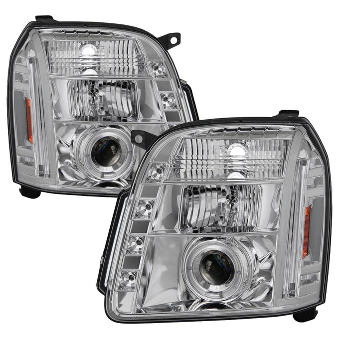 LED Halo Chrome Projector Headlights <br>07-14 GMC Yukon XL 1500 Yukon 07-13 GMC Yukon XL 2500