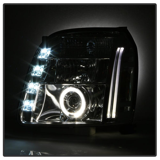 LED Halo Chrome Projector Headlights <br>07-14 GMC Yukon XL 1500 Yukon 07-13 GMC Yukon XL 2500