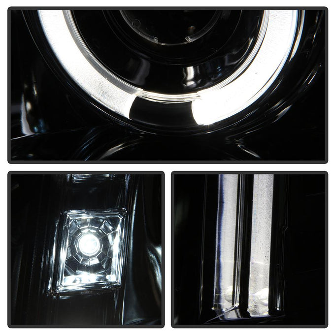 LED Halo Chrome Projector Headlights <br>07-14 GMC Yukon XL 1500 Yukon 07-13 GMC Yukon XL 2500