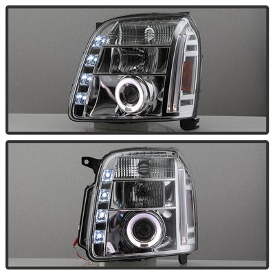 LED Halo Chrome Projector Headlights <br>07-14 GMC Yukon XL 1500 Yukon 07-13 GMC Yukon XL 2500