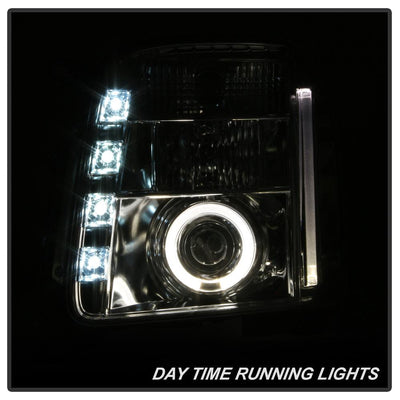 LED Halo Chrome Projector Headlights <br>07-14 GMC Yukon XL 1500 Yukon 07-13 GMC Yukon XL 2500