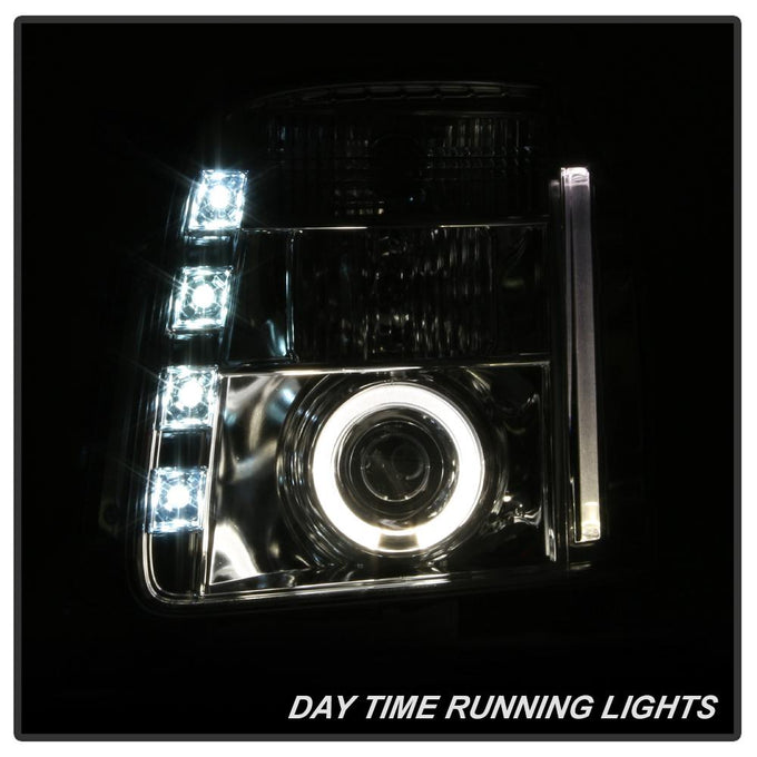 LED Halo Chrome Projector Headlights <br>07-14 GMC Yukon XL 1500 Yukon 07-13 GMC Yukon XL 2500