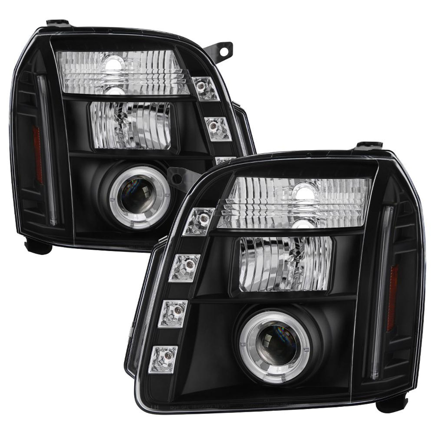 LED Halo Black Projector Headlights <br>07-14 GMC Yukon XL 1500 Yukon 07-13 GMC Yukon XL 2500