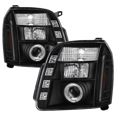 LED Halo Black Projector Headlights <br>07-14 GMC Yukon XL 1500 Yukon 07-13 GMC Yukon XL 2500