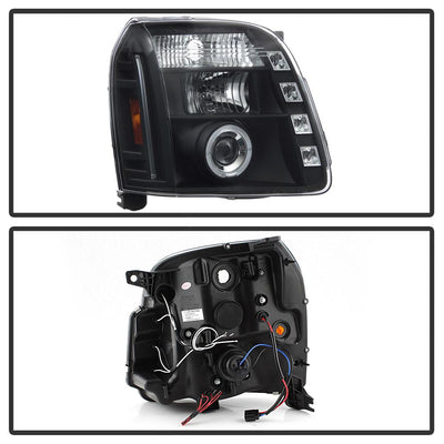 LED Halo Black Projector Headlights <br>07-14 GMC Yukon XL 1500 Yukon 07-13 GMC Yukon XL 2500