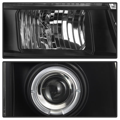 LED Halo Black Projector Headlights <br>07-14 GMC Yukon XL 1500 Yukon 07-13 GMC Yukon XL 2500