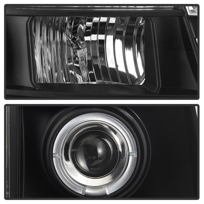 LED Halo Black Projector Headlights <br>07-14 GMC Yukon XL 1500 Yukon 07-13 GMC Yukon XL 2500