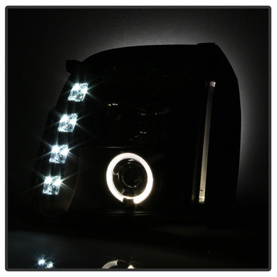 LED Halo Black Projector Headlights <br>07-14 GMC Yukon XL 1500 Yukon 07-13 GMC Yukon XL 2500