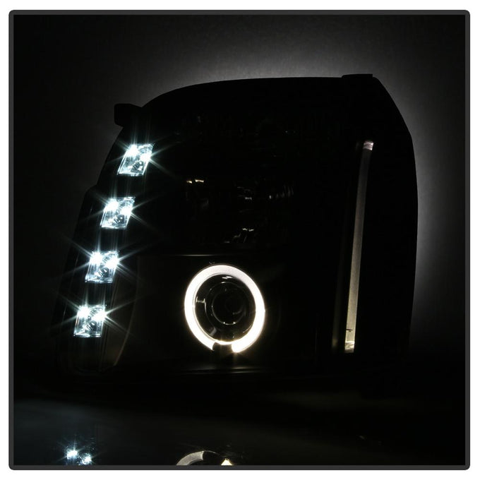 LED Halo Black Projector Headlights <br>07-14 GMC Yukon XL 1500 Yukon 07-13 GMC Yukon XL 2500