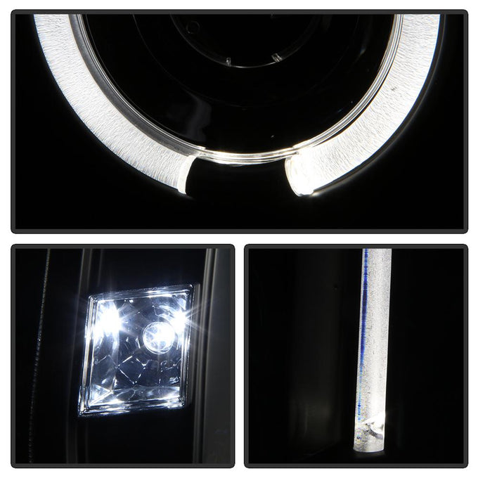 LED Halo Black Projector Headlights <br>07-14 GMC Yukon XL 1500 Yukon 07-13 GMC Yukon XL 2500