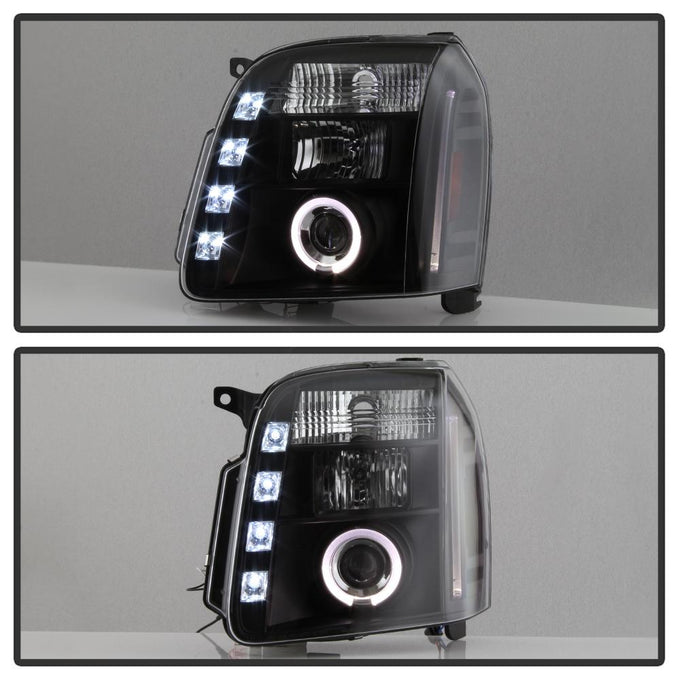 LED Halo Black Projector Headlights <br>07-14 GMC Yukon XL 1500 Yukon 07-13 GMC Yukon XL 2500