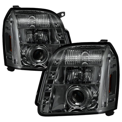 LED Halo Smoke Projector Headlights <br>07-14 GMC Yukon XL 1500 Yukon 07-13 GMC Yukon XL 2500