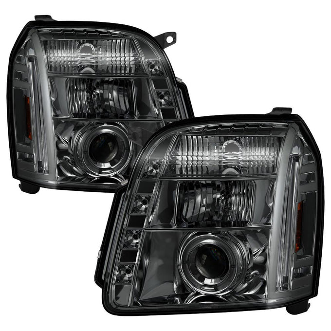 LED Halo Smoke Projector Headlights <br>07-14 GMC Yukon XL 1500 Yukon 07-13 GMC Yukon XL 2500