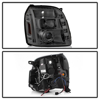 LED Halo Smoke Projector Headlights <br>07-14 GMC Yukon XL 1500 Yukon 07-13 GMC Yukon XL 2500