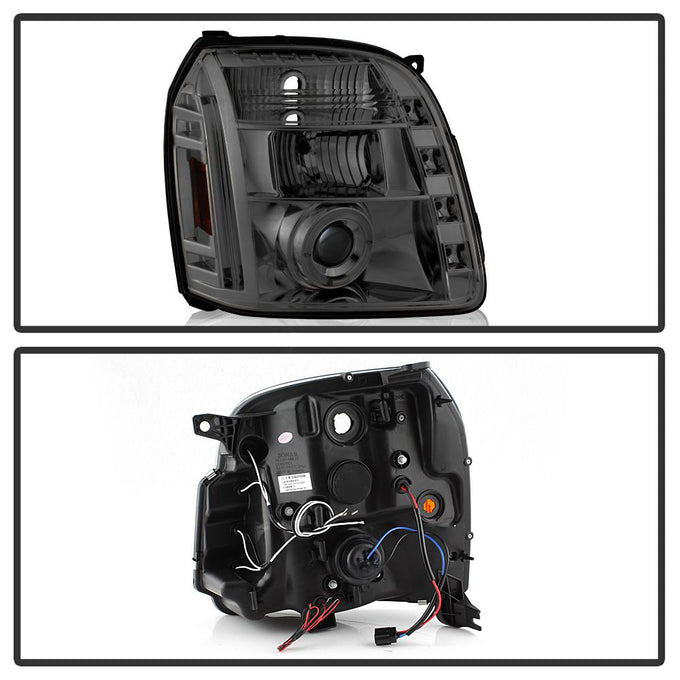 LED Halo Smoke Projector Headlights <br>07-14 GMC Yukon XL 1500 Yukon 07-13 GMC Yukon XL 2500