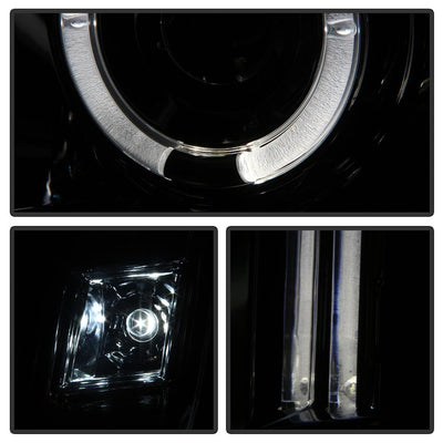 LED Halo Smoke Projector Headlights <br>07-14 GMC Yukon XL 1500 Yukon 07-13 GMC Yukon XL 2500