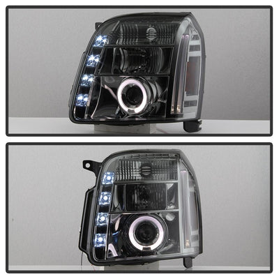 LED Halo Smoke Projector Headlights <br>07-14 GMC Yukon XL 1500 Yukon 07-13 GMC Yukon XL 2500